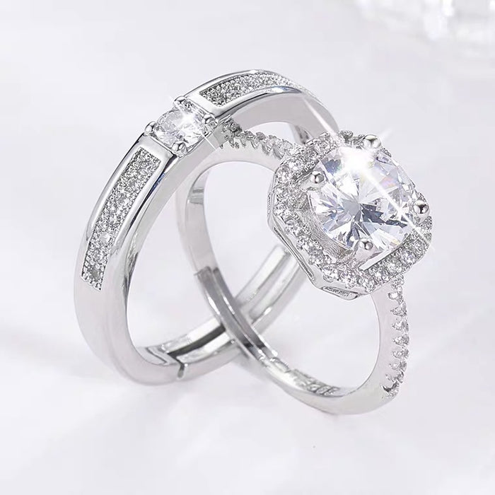 Wholesale Open diamond ring, men's and women's silver plated ring