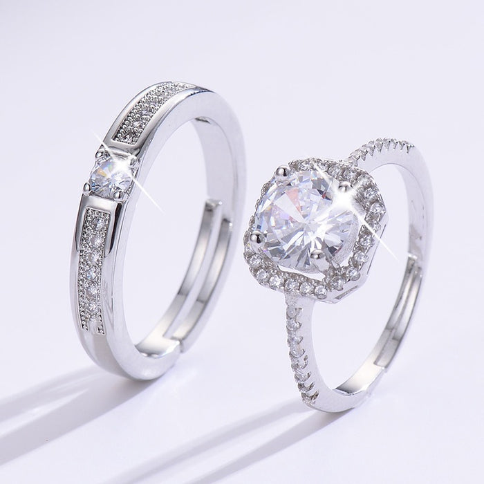 Wholesale Open diamond ring, men's and women's silver plated ring