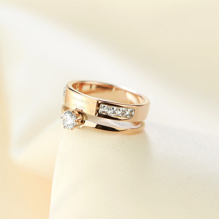 Wholesale Titanium steel ring, women's rose gold personalized and stylish ring, women's clothing accessories