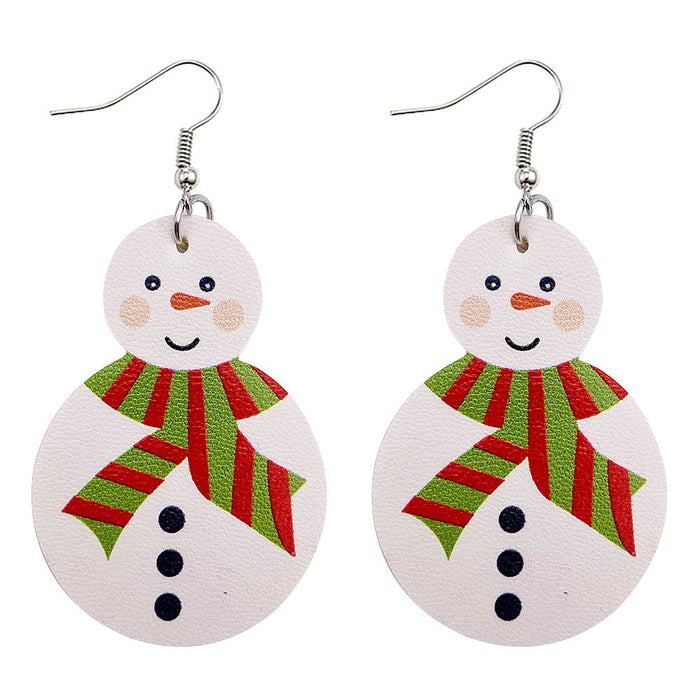 Wholesale 50pcs Christmas Earrings New Christmas Snowman Leather Earrings New Holiday Earrings Jewelry