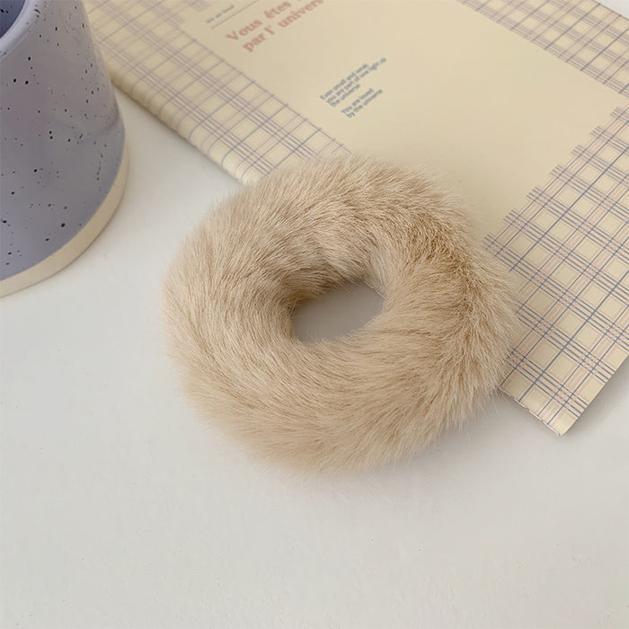 Wholesale Girl's All-match Ball Head Plush Hair Ring Women's Imitation Sink Hair Rope Soft Girl's Double Horsetail Hair Rope Simple Hair Accessories