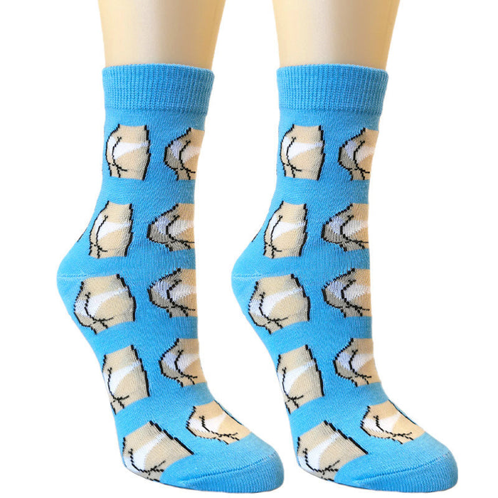Wholesale Blue funny socks autumn and winter women' s socks adult socks cartoon anime breathable mid-tube socks personality socks