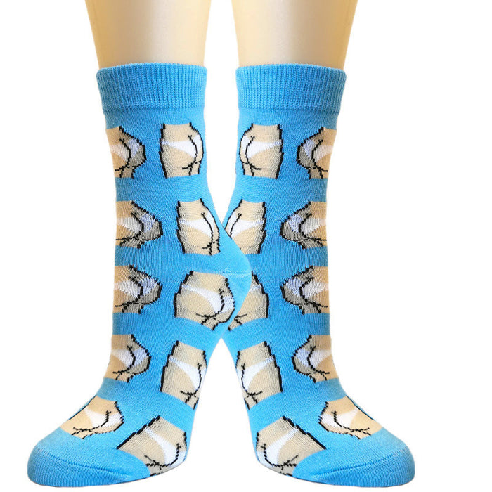 Wholesale Blue funny socks autumn and winter women' s socks adult socks cartoon anime breathable mid-tube socks personality socks