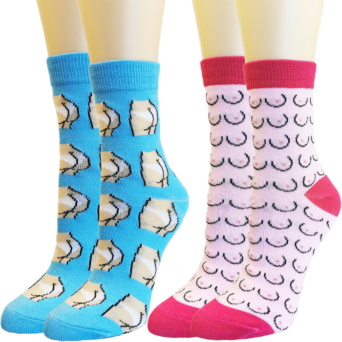 Wholesale Blue funny socks autumn and winter women' s socks adult socks cartoon anime breathable mid-tube socks personality socks