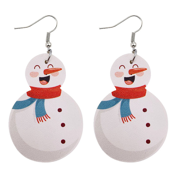 Wholesale 50pcs Christmas Earrings New Christmas Snowman Leather Earrings New Holiday Earrings Jewelry