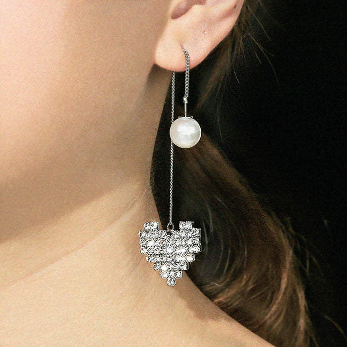 Wholesale Diamond Heart Simple Pearl Alloy Earrings JDC-ES-KeR001
