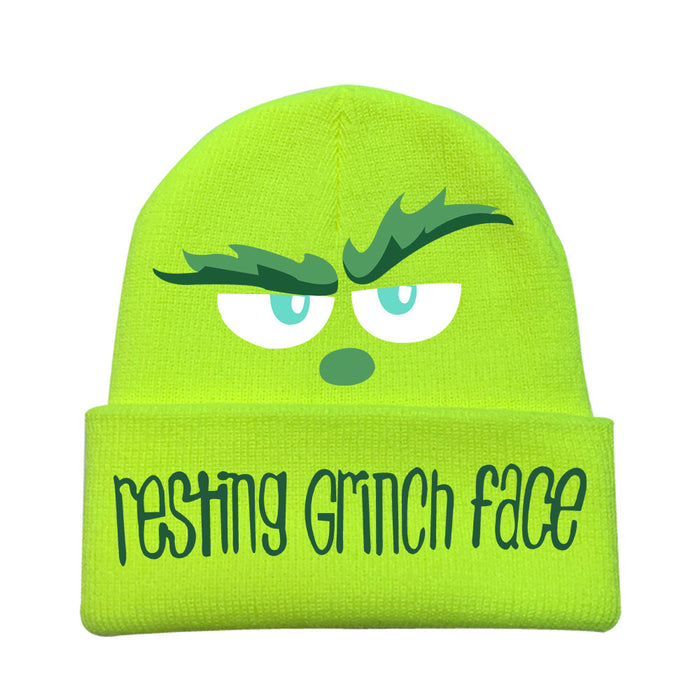 Wholesale Christmas Knitted Hat Green Hair Monster Wool Hat JDC-FH-JunC007