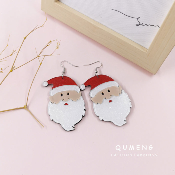 Wholesale Santa Claus Hat Long Acrylic Earrings JDC-ES-QingM012