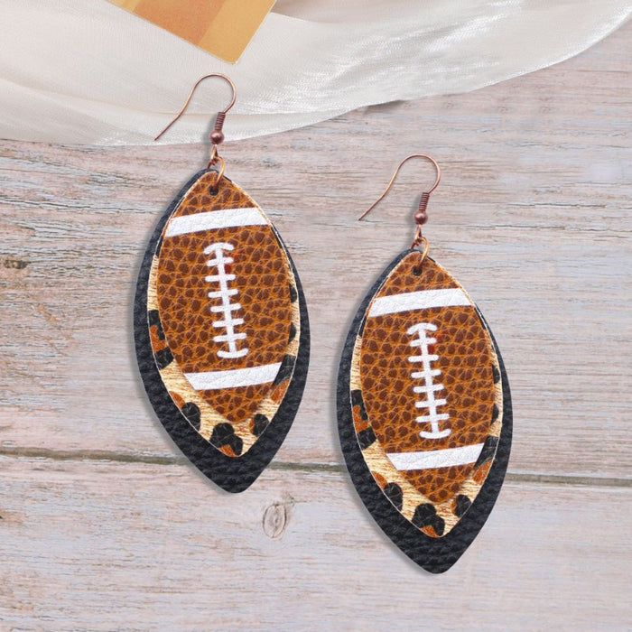 Wholesale Rugby Leopard Leaves Leather Earrings JDC-ES-YiTian013