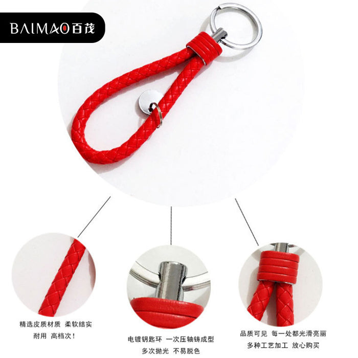 Wholesale Creative leather woven leather rope keychain, car keychain, gift
