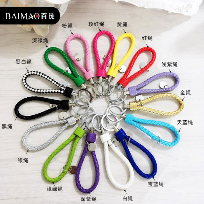 Wholesale Creative leather woven leather rope keychain, car keychain, gift