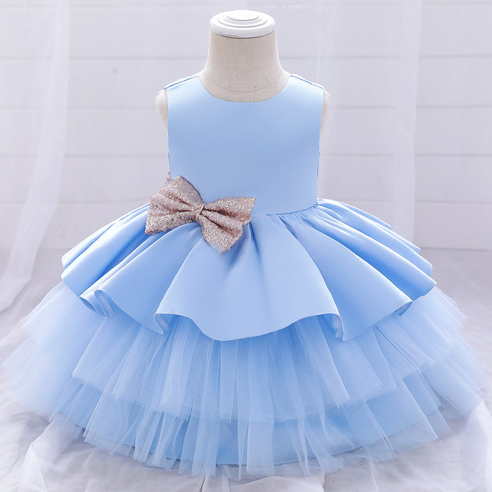 Wholesale European and American Girls Baby Dress Baby One-year-old Baptism Dress Children's Fluffy Cake Back Hollow Full Moon Princess Dress JDC-CTS-ASQ005