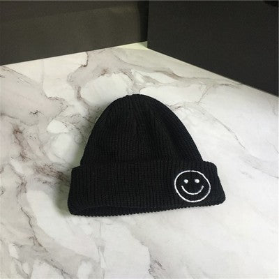 Wholesale Candy Color Embroidered Smiley Face Acrylic Knitted Beanie JDC-FH-Kamie003