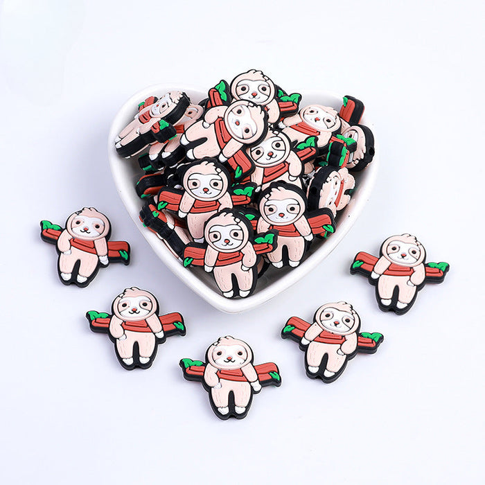 Wholesale 10PCS New Sloth Silicone Bead Cartoon DIY Beads JDC-BDS-HeX011