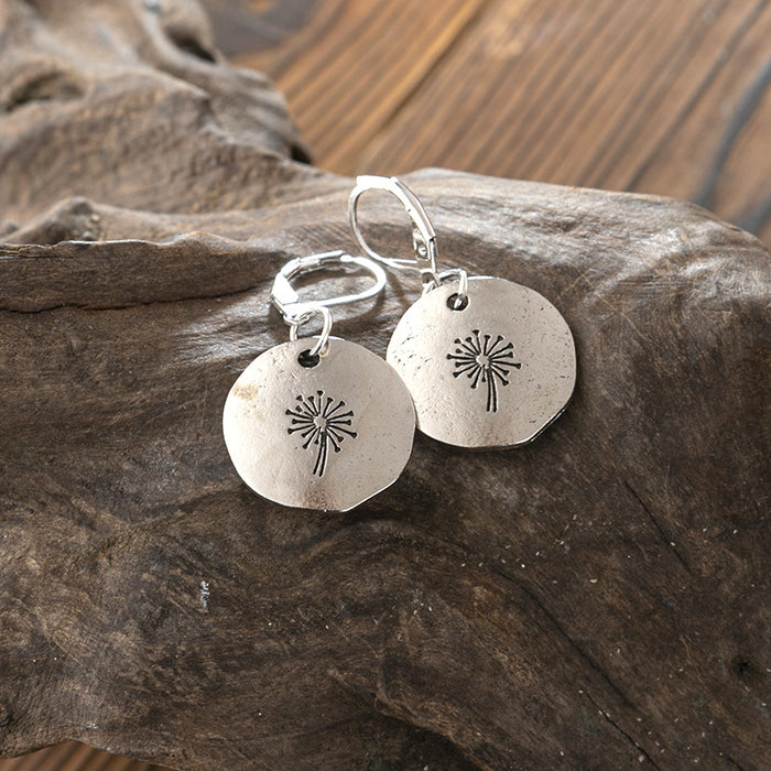 Wholesale New minimalist retro dandelion earrings with personalized and fashionable earrings