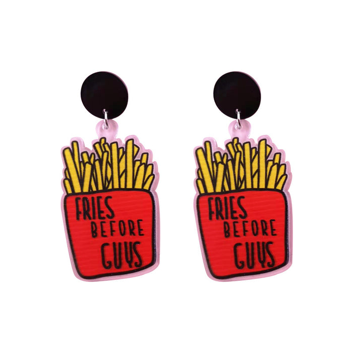 Wholesale Acrylic Cartoon Printed Cone Chips Heart Earrings JDC-ES-OuG001