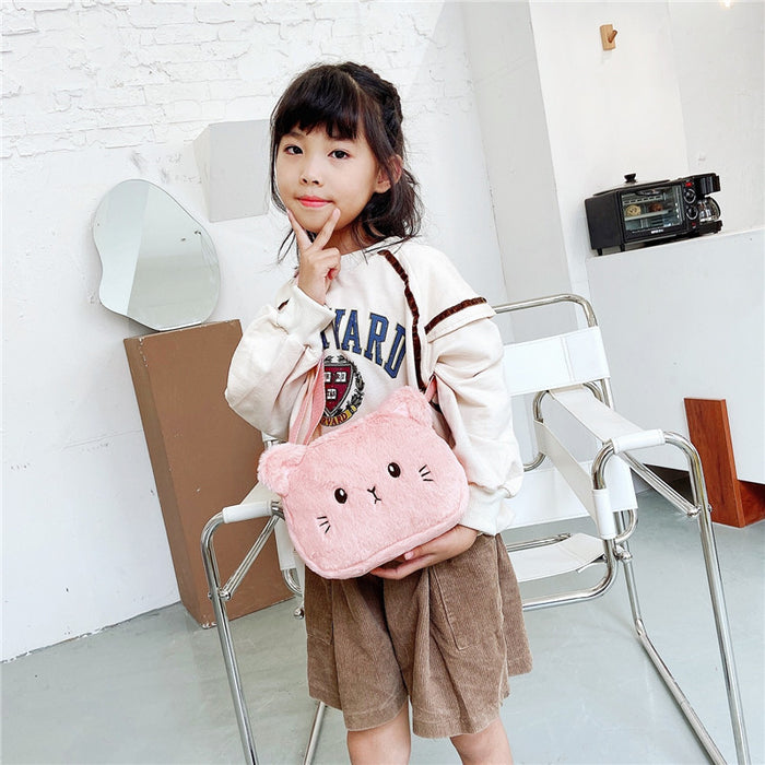 Wholesale New cute plush kitten cartoon children's fashionable and personalized one shoulder crossbody bag