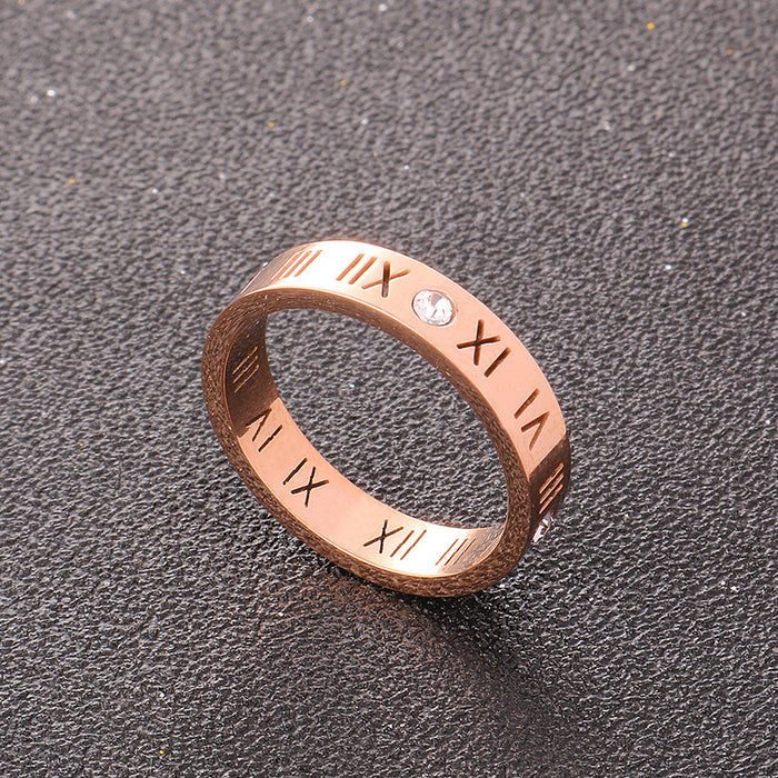 Wholesale Trendy and fashionable student's fresh titanium steel ring, ladies' non fading Roman numeral ring