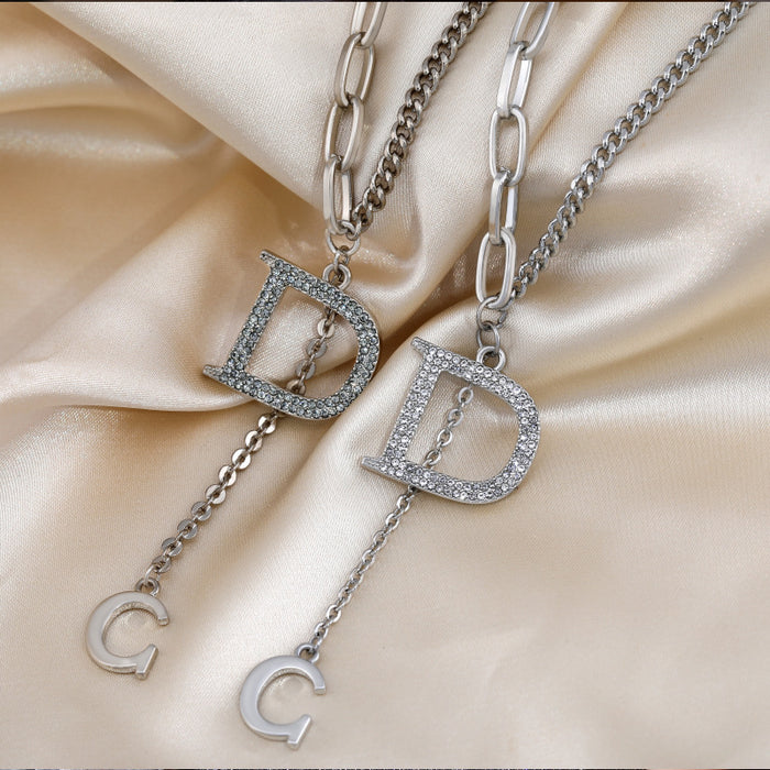 Wholesale Titanium Steel Letter D Necklace JDC-NE-Jiaow020