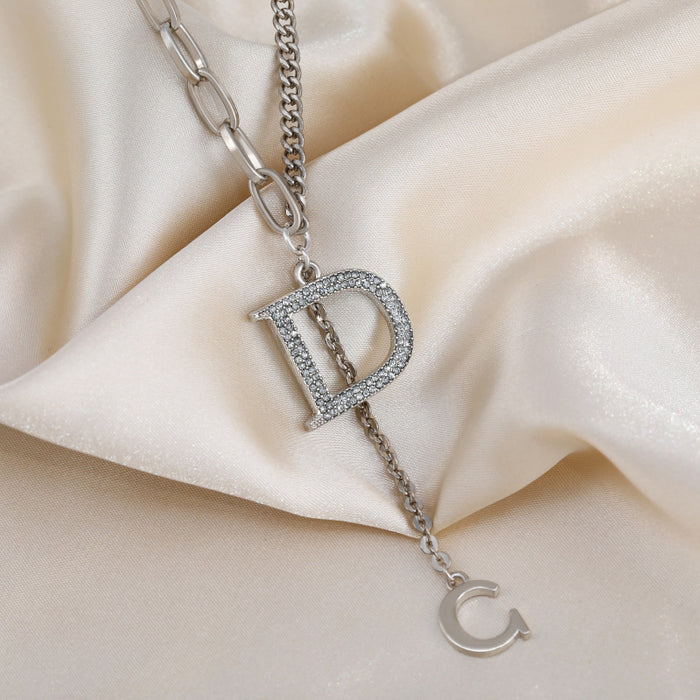 Wholesale Titanium Steel Letter D Necklace JDC-NE-Jiaow020