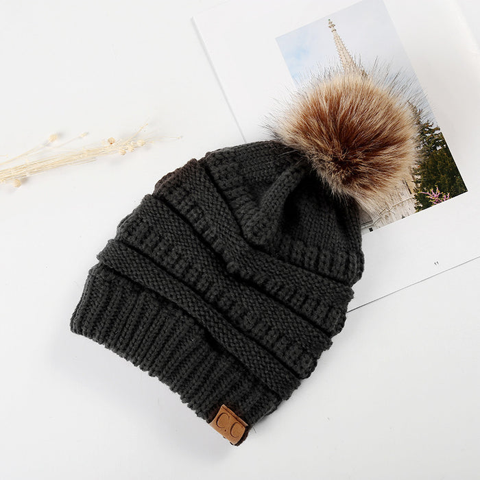 Wholesale Autumn and Winter Thick Non Velvet Knitted Hat, Wool Ball Knitted Hat JDC-FH-HengYu006