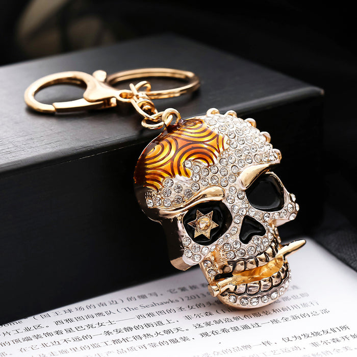 Wholesale Rhinestone Skull  Keychain Zinc Alloy Red Car Key Accessory Boutique