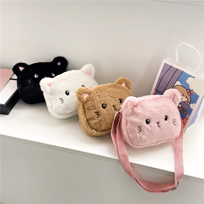 Wholesale New cute plush kitten cartoon children's fashionable and personalized one shoulder crossbody bag