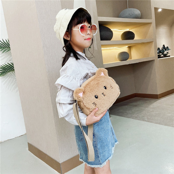 Wholesale New cute plush kitten cartoon children's fashionable and personalized one shoulder crossbody bag