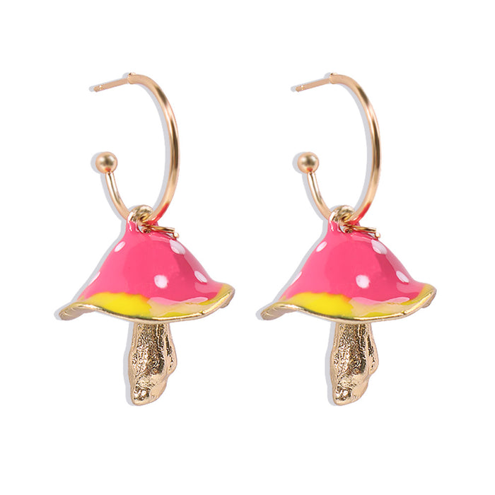 Wholesale Alloy Mushroom Drop Oil Earrings JDC-ES-QianDi025