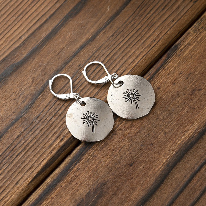 Wholesale New minimalist retro dandelion earrings with personalized and fashionable earrings