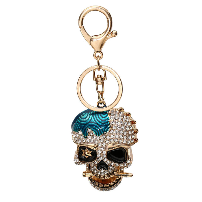 Wholesale Rhinestone Skull  Keychain Zinc Alloy Red Car Key Accessory Boutique