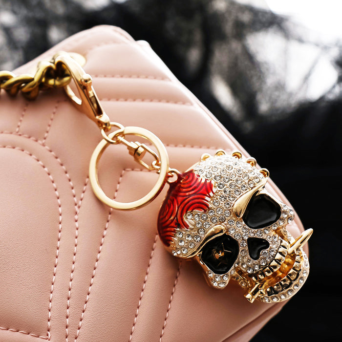 Wholesale Rhinestone Skull  Keychain Zinc Alloy Red Car Key Accessory Boutique