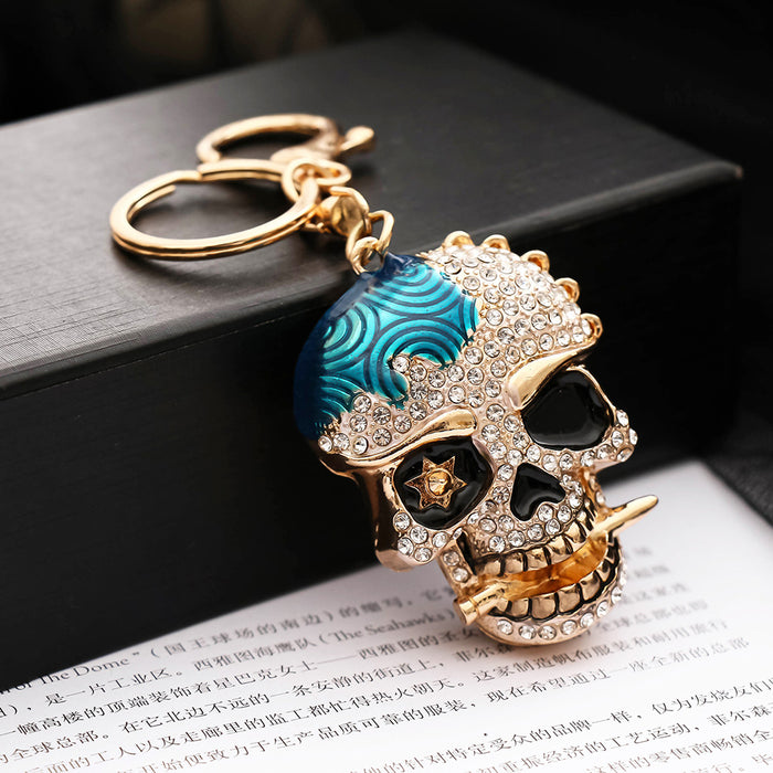Wholesale Rhinestone Skull  Keychain Zinc Alloy Red Car Key Accessory Boutique