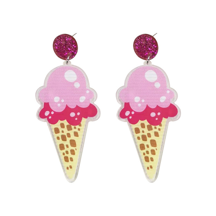 Wholesale Acrylic Cartoon Printed Cone Chips Heart Earrings JDC-ES-OuG001