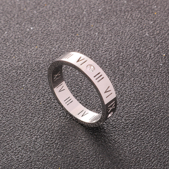 Wholesale Trendy and fashionable student's fresh titanium steel ring, ladies' non fading Roman numeral ring
