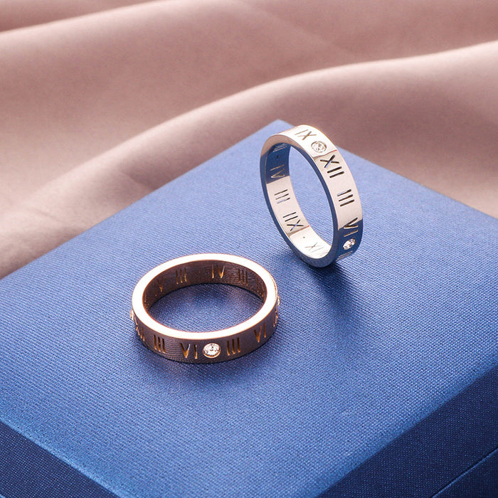 Wholesale Trendy and fashionable student's fresh titanium steel ring, ladies' non fading Roman numeral ring