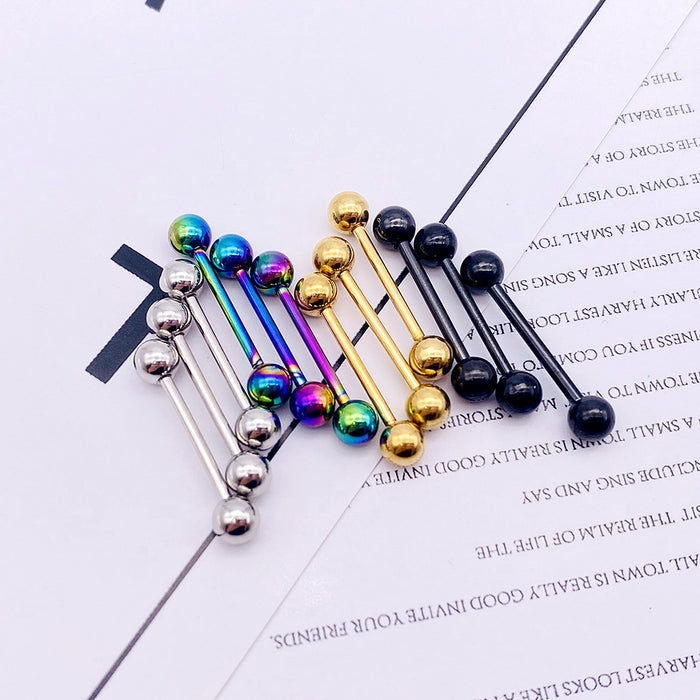 Wholesale Stainless Steel Straight Tongue Nail 16mm Double-Headed Ball Dumbbell Breast Nail Ear Bone Nail Body Piercing Decoration