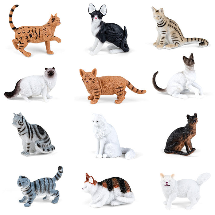 Wholesale New farm simulation animal toys, children's early education cognitive learning toys, cat bags, 12 pieces