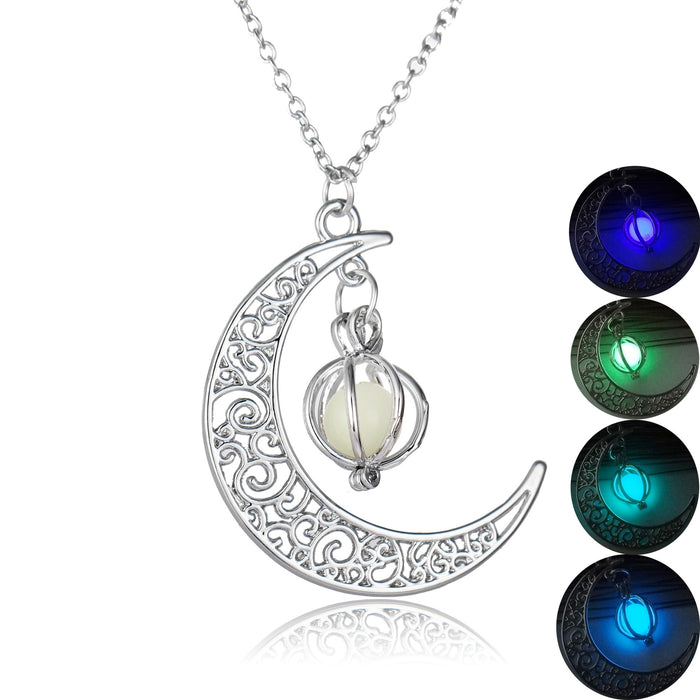 Wholesale Glowing Moon Pumpkin Creative Necklace  Alloy Clavicle Chain For Women