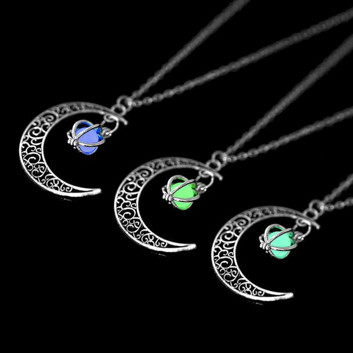 Wholesale Glowing Moon Pumpkin Creative Necklace  Alloy Clavicle Chain For Women