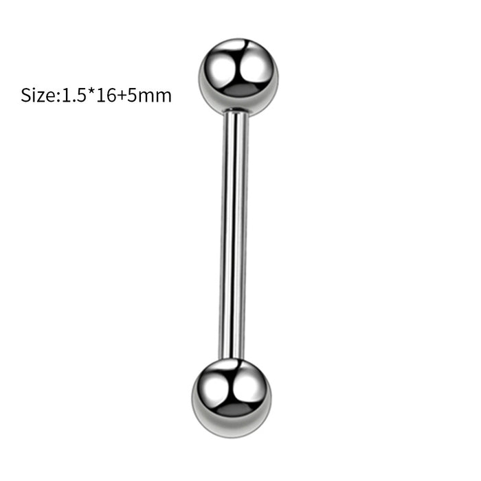 Wholesale Stainless Steel Straight Tongue Nail 16mm Double-Headed Ball Dumbbell Breast Nail Ear Bone Nail Body Piercing Decoration