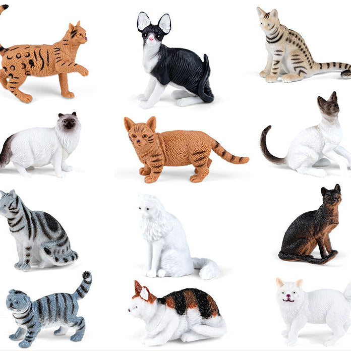 Wholesale New farm simulation animal toys, children's early education cognitive learning toys, cat bags, 12 pieces