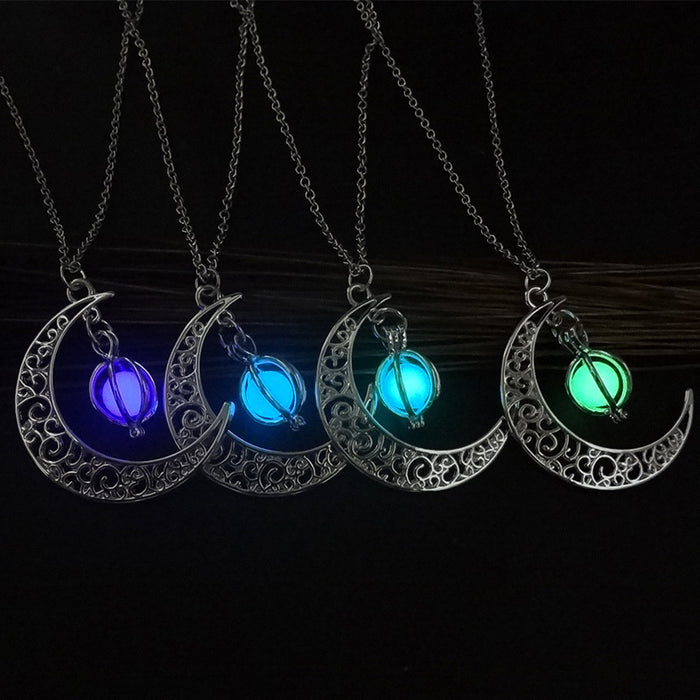 Wholesale Glowing Moon Pumpkin Creative Necklace  Alloy Clavicle Chain For Women
