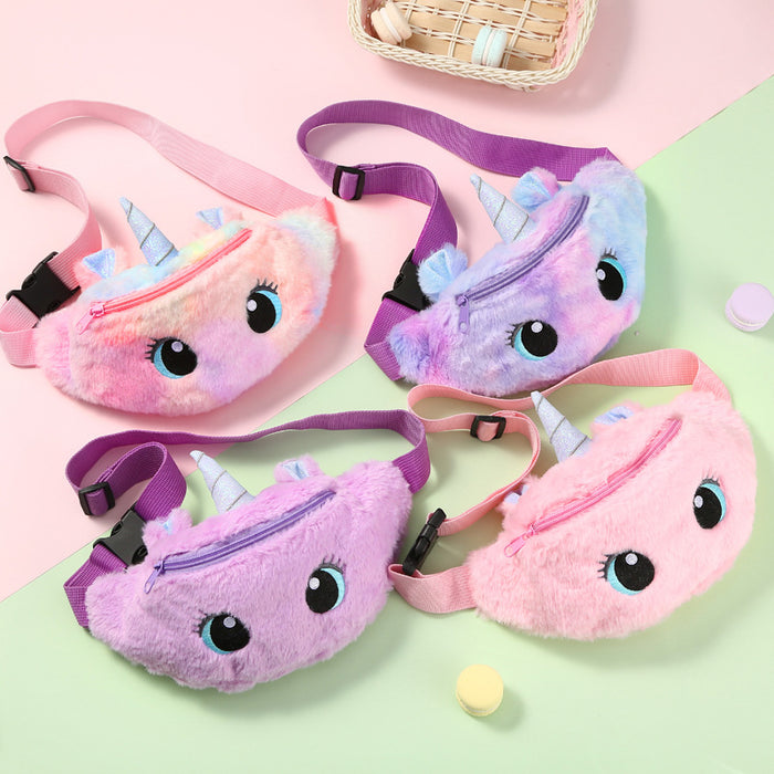 Wholesale Unicorn Big Eyes Waist Bag Kindergarten Children Messenger Bag Chest Bag Cartoon Plush Shoulder Bag Little Girl