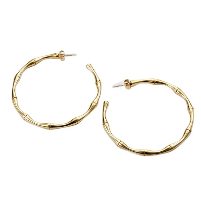 Wholesale Elegant bamboo shaped earrings with fashionable temperament, internet famous titanium steel earrings for women