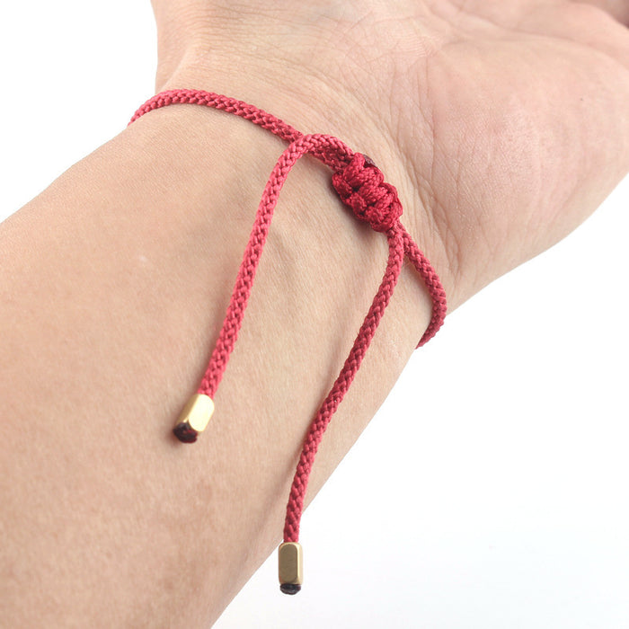 Wholesale Copper Bead Bracelet DIY Twisted Corner Bead Hand Woven Red Rope Bracelet Ethnic Style Jewelry JDC-BT-SX009