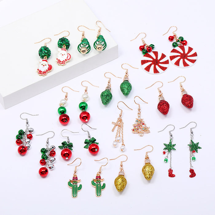 Wholesale Cartoon Christmas Santa Claus Bell Alloy Earrings JDC-ES-ManTi001