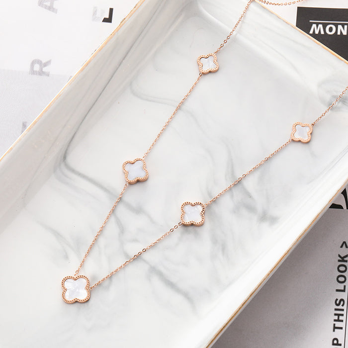 Wholesale Stainless Steel Four Leaf Clover Necklace JDC-NE-BaiQing005