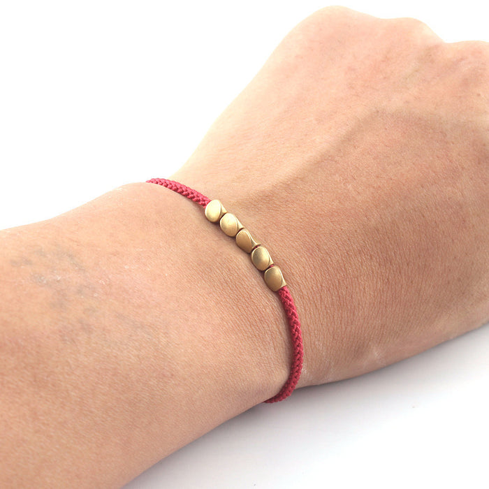 Wholesale copper bead bracelet DIY twisted Angle bead hand-woven red rope bracelet