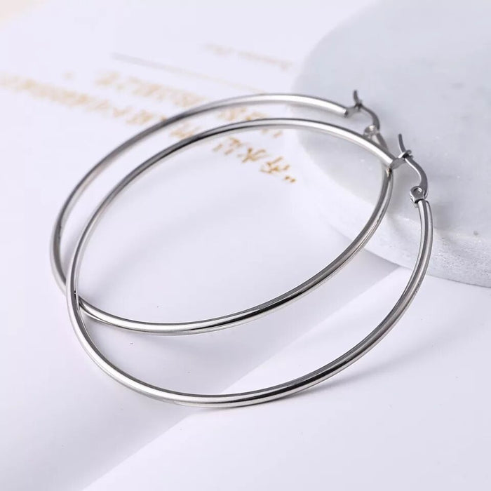 Wholesale Stainless Steel Earrings Exaggerated Large Titanium Steel Round Circle Earrings